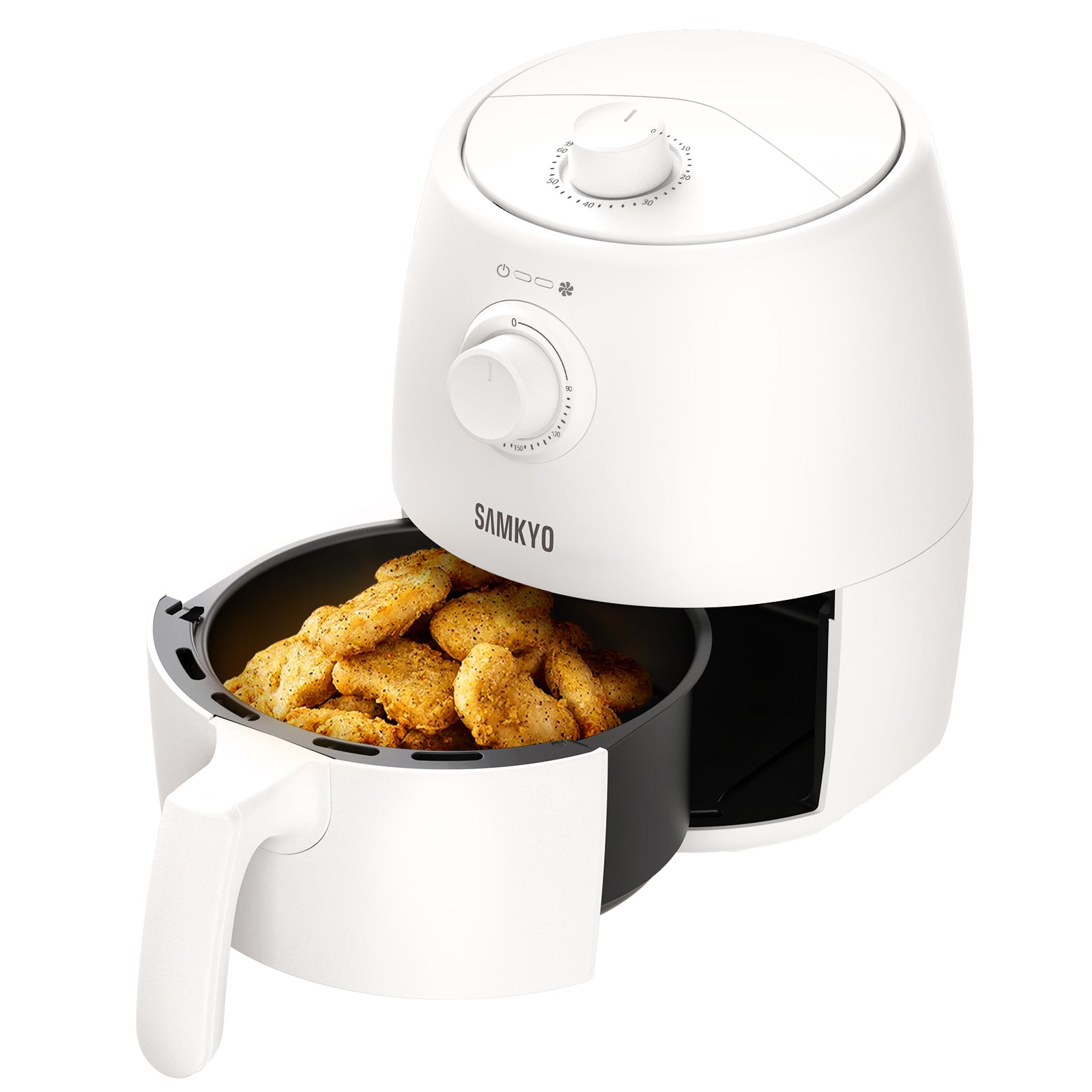 SAMKYO ノンフライヤー エアフライヤー 2L コンパクト 1-2人用 一人暮らし ノンフライヤー機 電子レシピ付き 電気フライヤー 油なし ヘルシー フライヤー F20 ホワイト