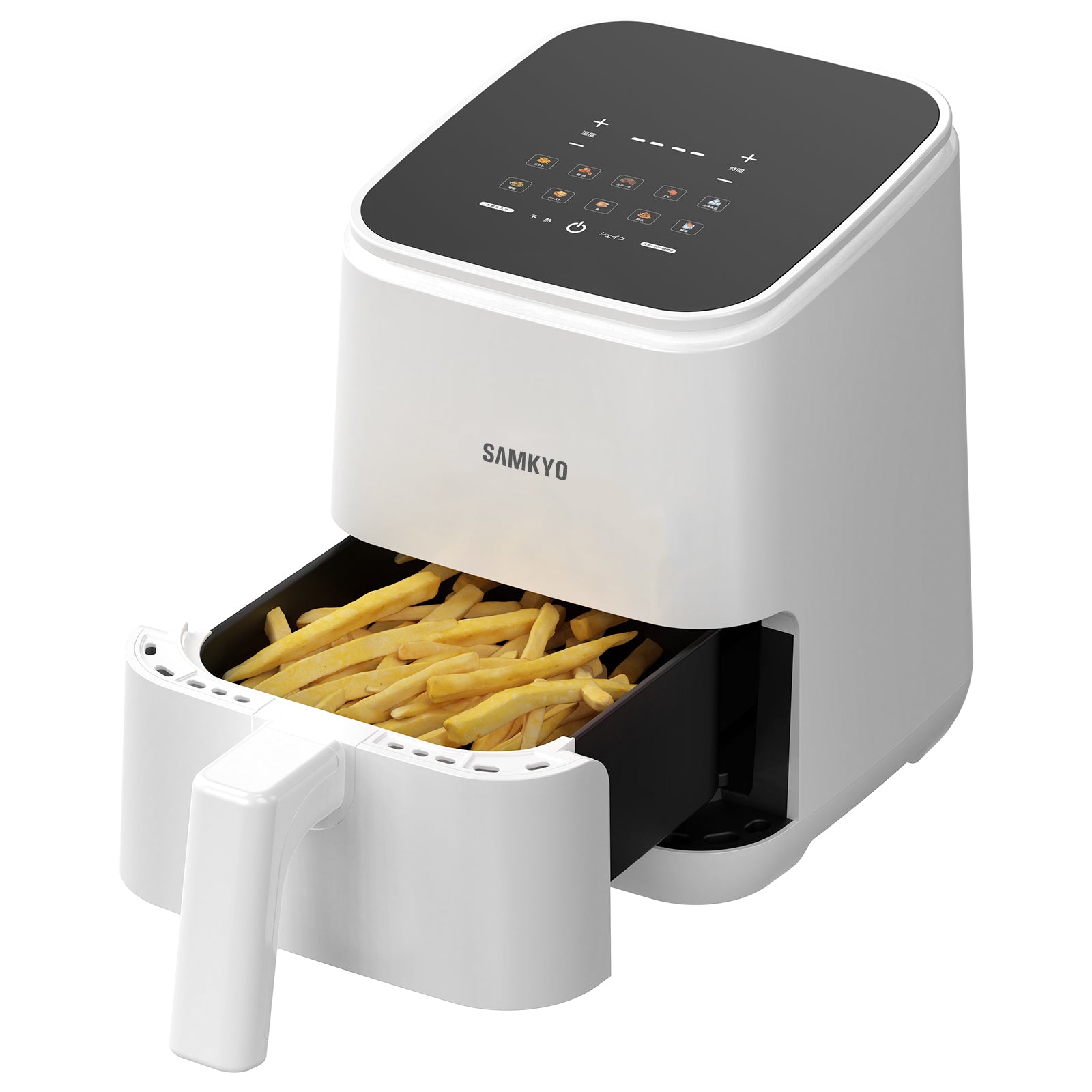 SAMKYO ノンフライヤー 2.2L 一人用 エアフライヤー コンパクト 一人暮らし タッチパネル 電気フライヤー 省エネ 油なし ノンフライヤー機 日本語レシピ付き F25 ホワイト