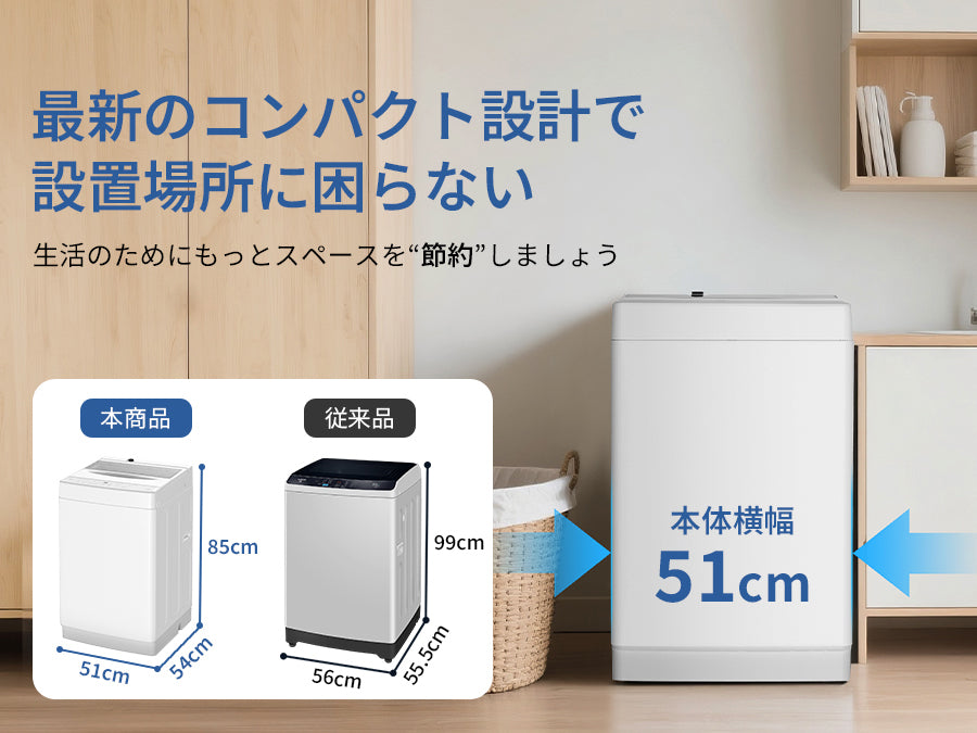 SAMKYO 洗濯機 7kg 全自動 一人暮らし 幅51cm 最短10分洗濯 透明ガラスドア 槽洗浄 予約機能 コンパクト 1-3人用 部屋干し スリム 静音 B700