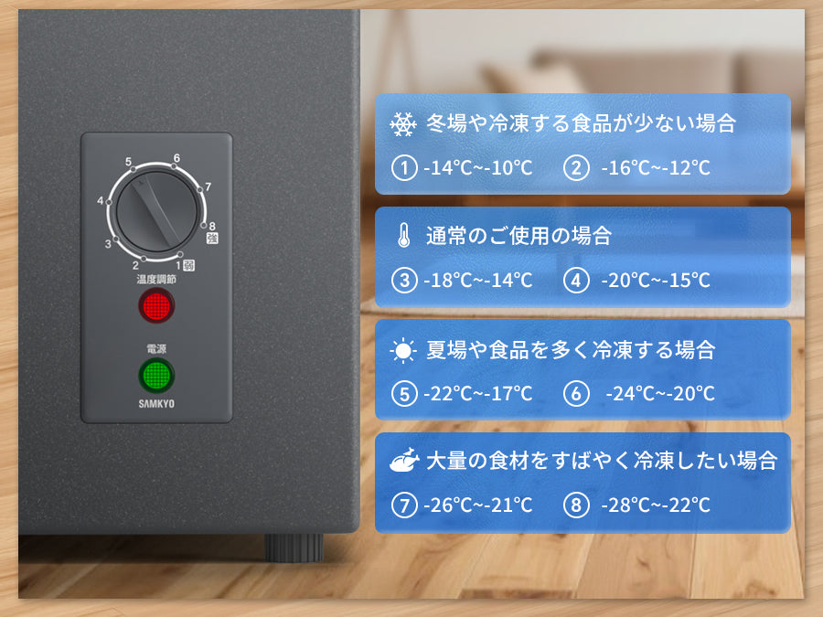 SAMKYO 冷凍庫 200L 上開き 大容量 家庭用 小型 8段階温度調節 急速冷凍-28℃ セカンド冷凍庫 バスケット2個付き 静音設計 冷凍ストッカー ZC200