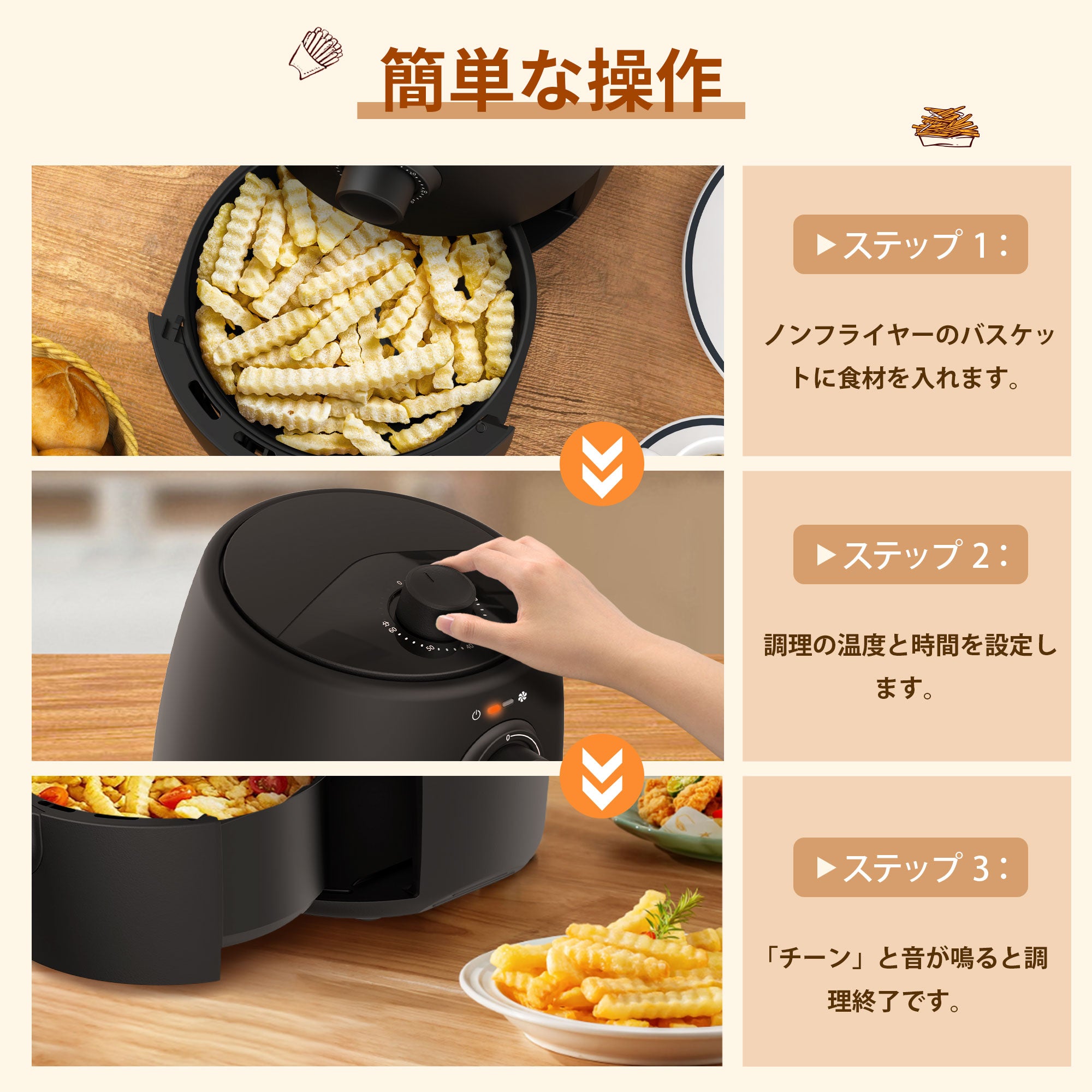 SAMKYO ノンフライヤー エアフライヤー 2L コンパクト 1~2人用 PSE認証済み 一人暮らし ノンフライヤー機 日本語説明書付き 電子レシピ付き 電気フライヤー 油なし ヘルシー フライヤー F20 ブラック