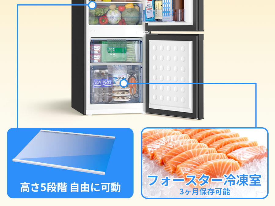 SAMKYO 冷蔵庫 145L 幅45cm 2ドア スリム 右開き 大容量 家庭用 前開き 冷凍室付き 一人暮らし 耐熱天板  静音 GU140