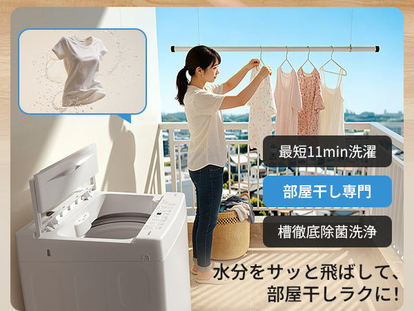 SAMKYO 洗濯機 6kg 一人暮らし 全自動洗濯機 縦型洗濯機 最短11分洗濯 小型 部屋干し専門 予約タイマー 1-3人用 透明ドア ステンレス槽 コンパクト 1-3人用 静音設計 B600